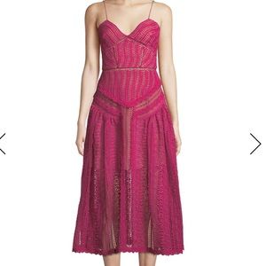 Self-Portrait Wave Lace Sleeveless Midi Dress NWT